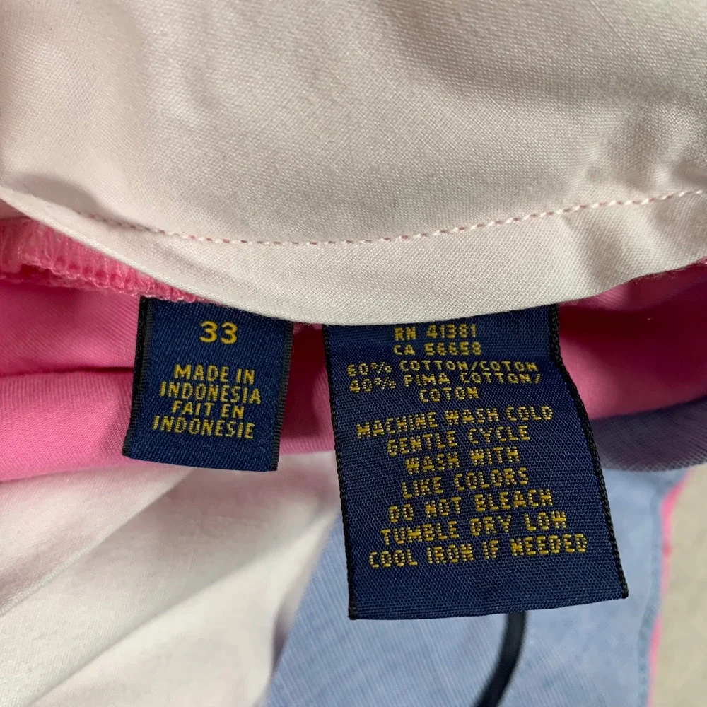 Polo Ralph Lauren Shorts Mens 33 Pink Classic Fit Pima Cotton Chino Flat Front